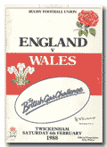 06/02/1988 : England v Wales
