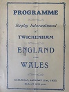 21/01/1933 : England v Wales souvenir programme