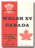 02/10/1971 : Welsh XV v Canada